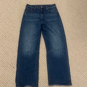 MOTHER Women's High Rise Jeans Lasso Sneak- Dark Blue